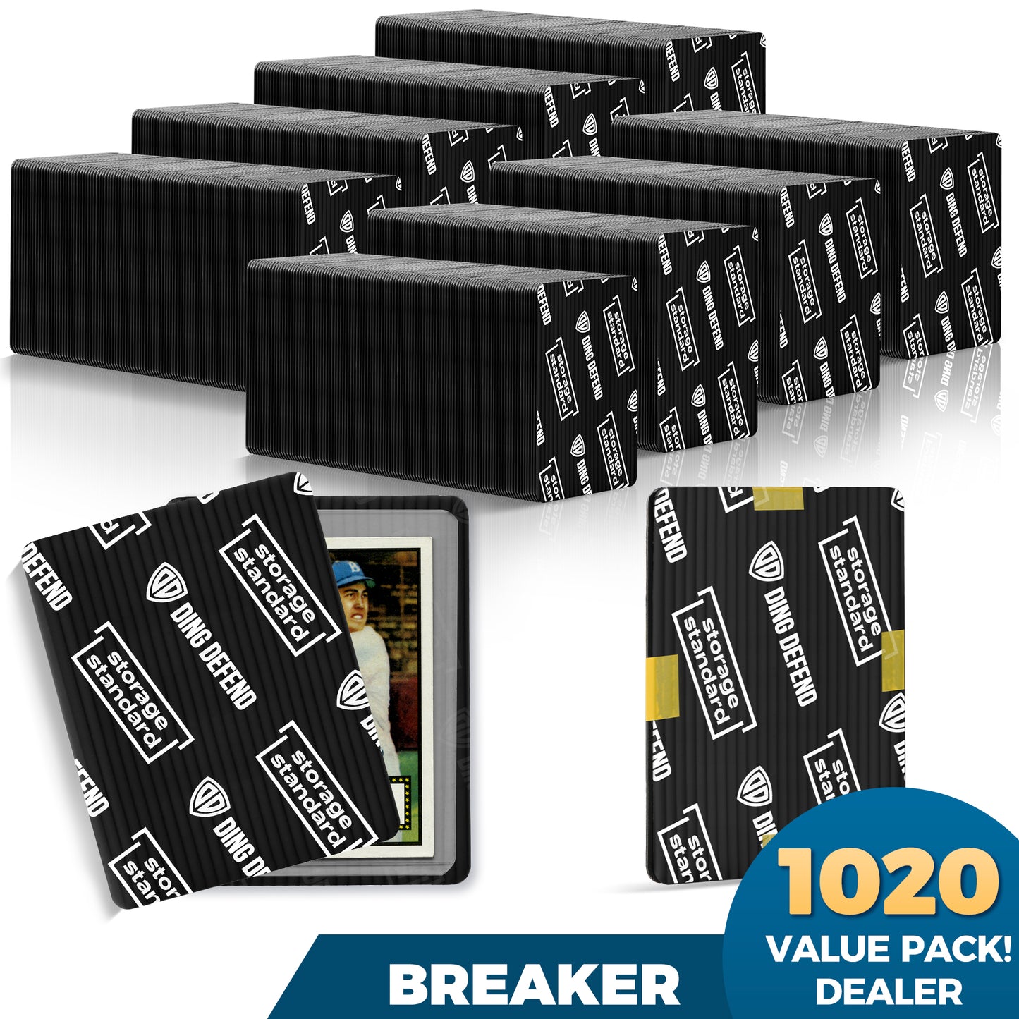 Ding Defend 110-Pack Trading Card Protector Shipping by Storage Standard - 3.5 x 4.5 Inch, Black