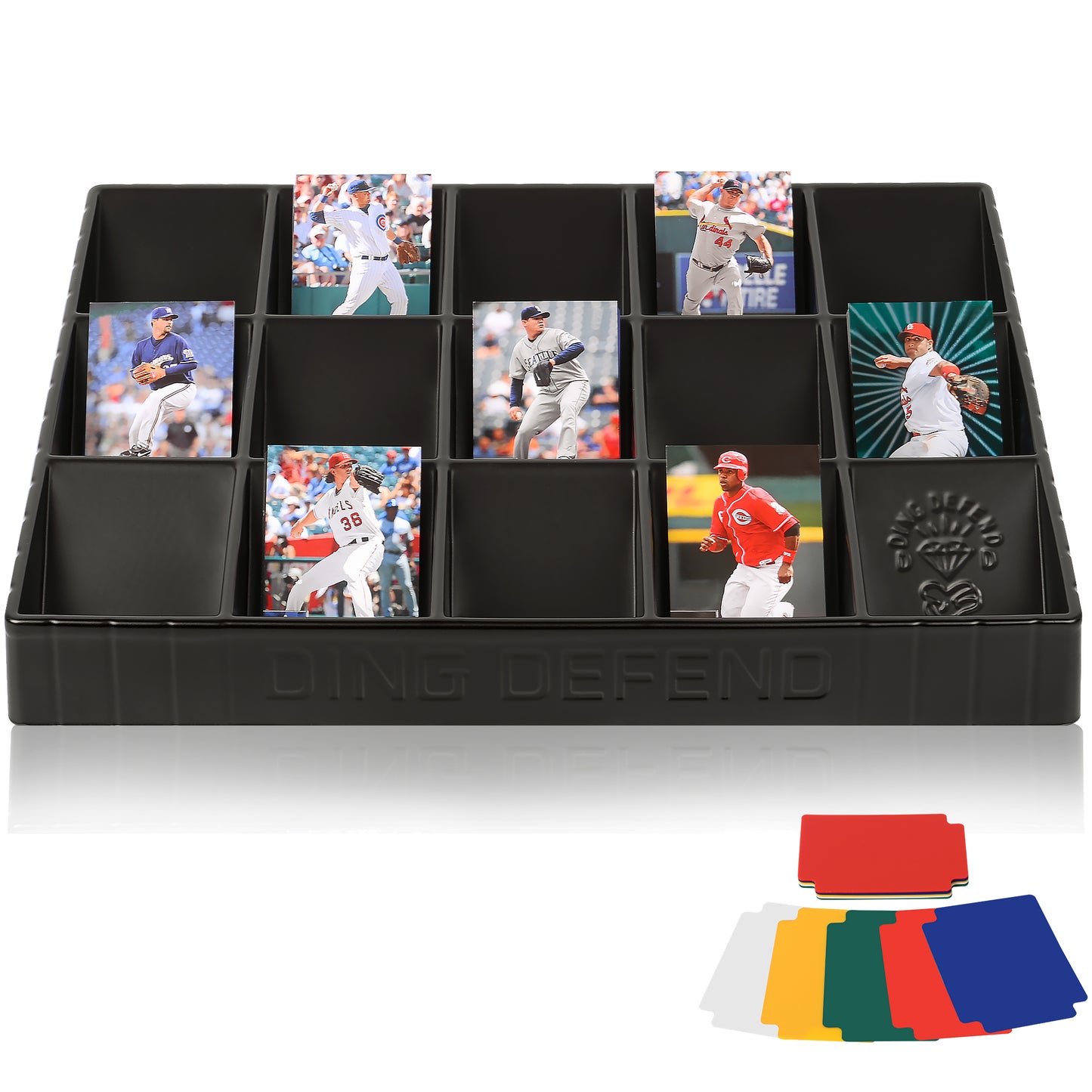 Trading Card Sorting Tray - Stackable Trading Card Organizer, 15-Compartment, Black, Includes Dividers
