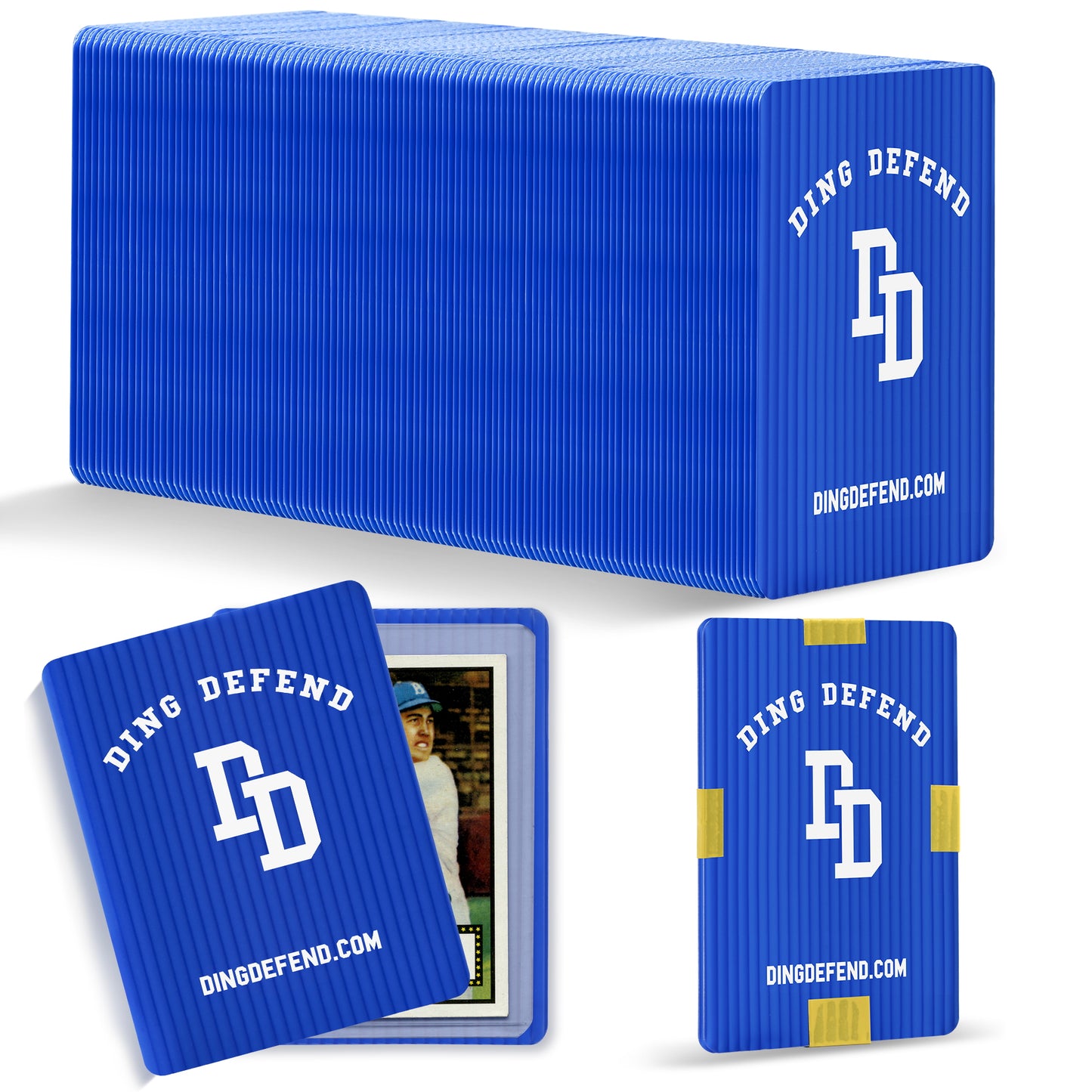 Trading Card Shipping Protectors, 3.5" x 4.5", Ding Defend Shipping Supplies, Blue Classic Baseball Design