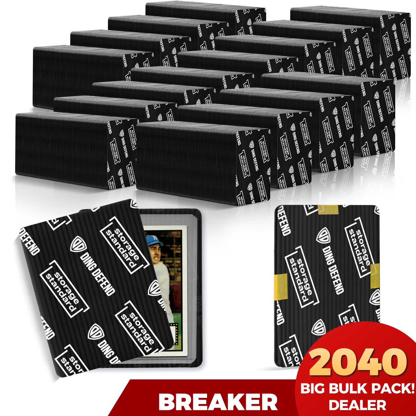 Ding Defend 110-Pack Trading Card Protector Shipping by Storage Standard - 3.5 x 4.5 Inch, Black