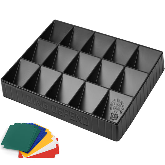 Trading Card Sorting Tray - Stackable Trading Card Organizer, 15-Compartment, Black, Includes Dividers
