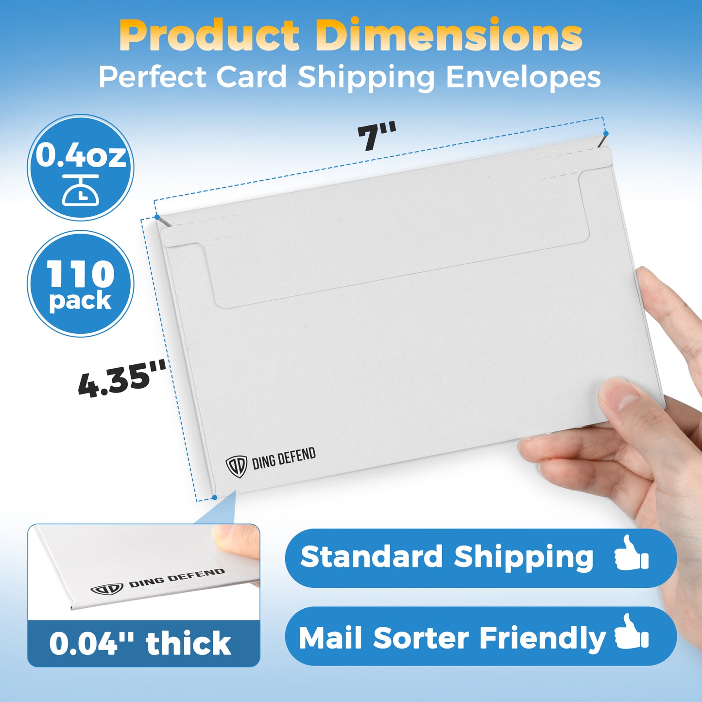 Card Shipping Envelopes - 7 x 4.35 Inches Trading Cards Self-Adhesive Mailers