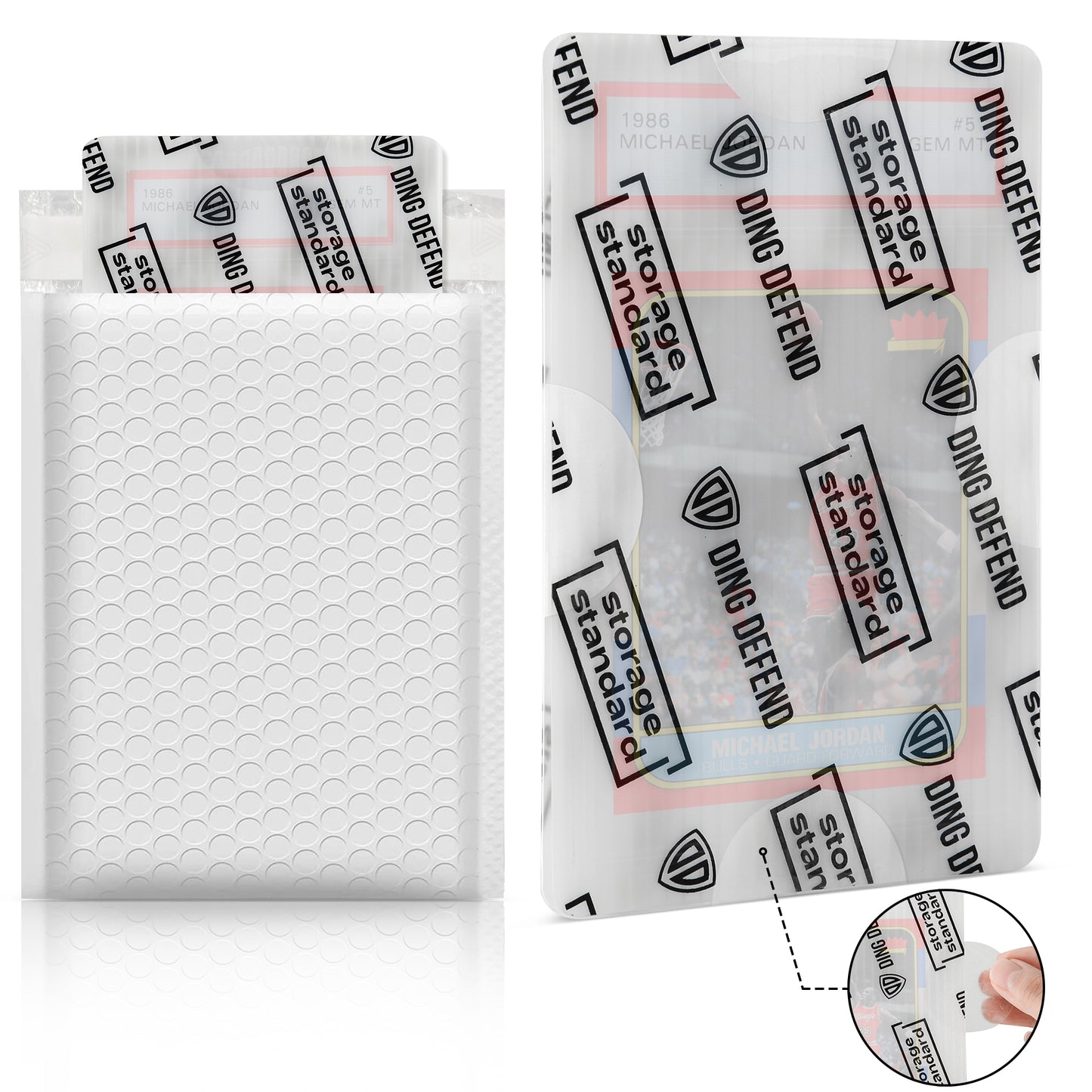 Ding Defend Card Shipping Kit: 110 x Card Protectors (4'' x 6'') - 55 x Bubble Mailers - 240 x Pro Tape Seals