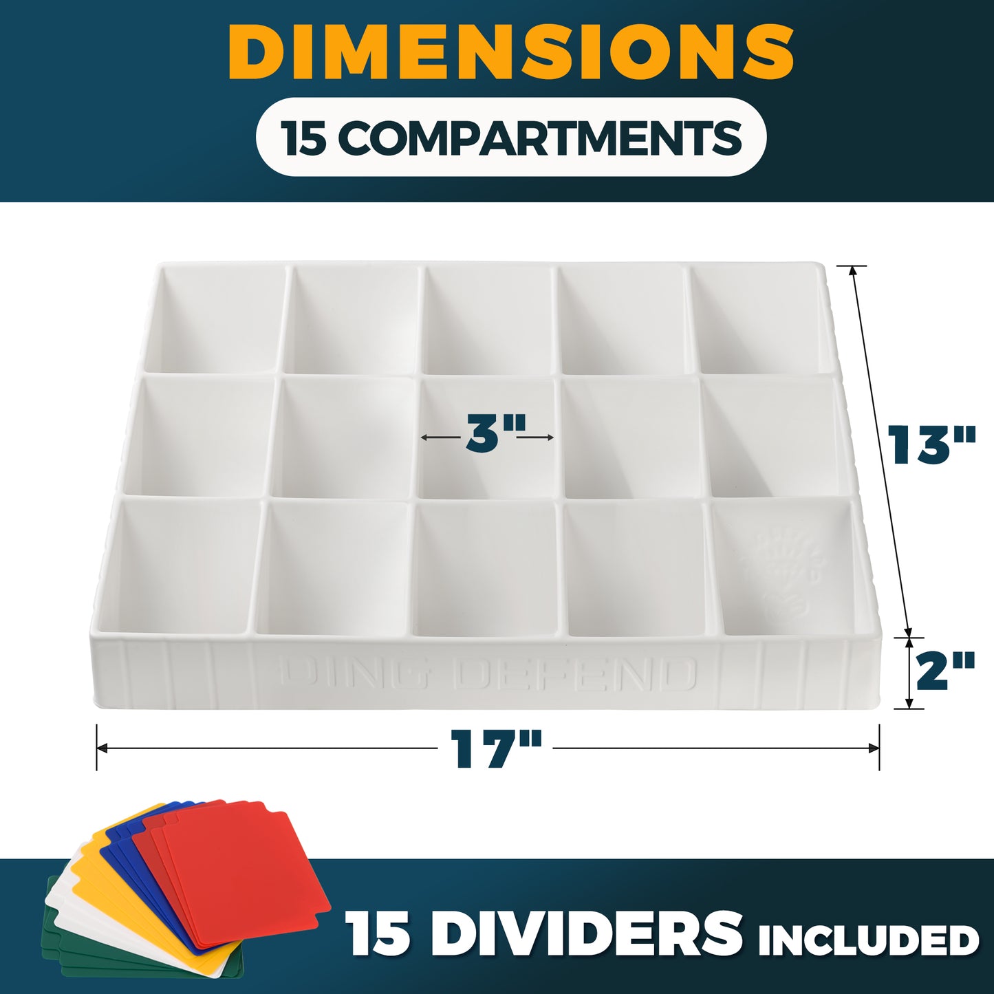 Trading Card Sorting Tray - Stackable Trading Card Organizer, 15-Compartment, White, Includes Dividers