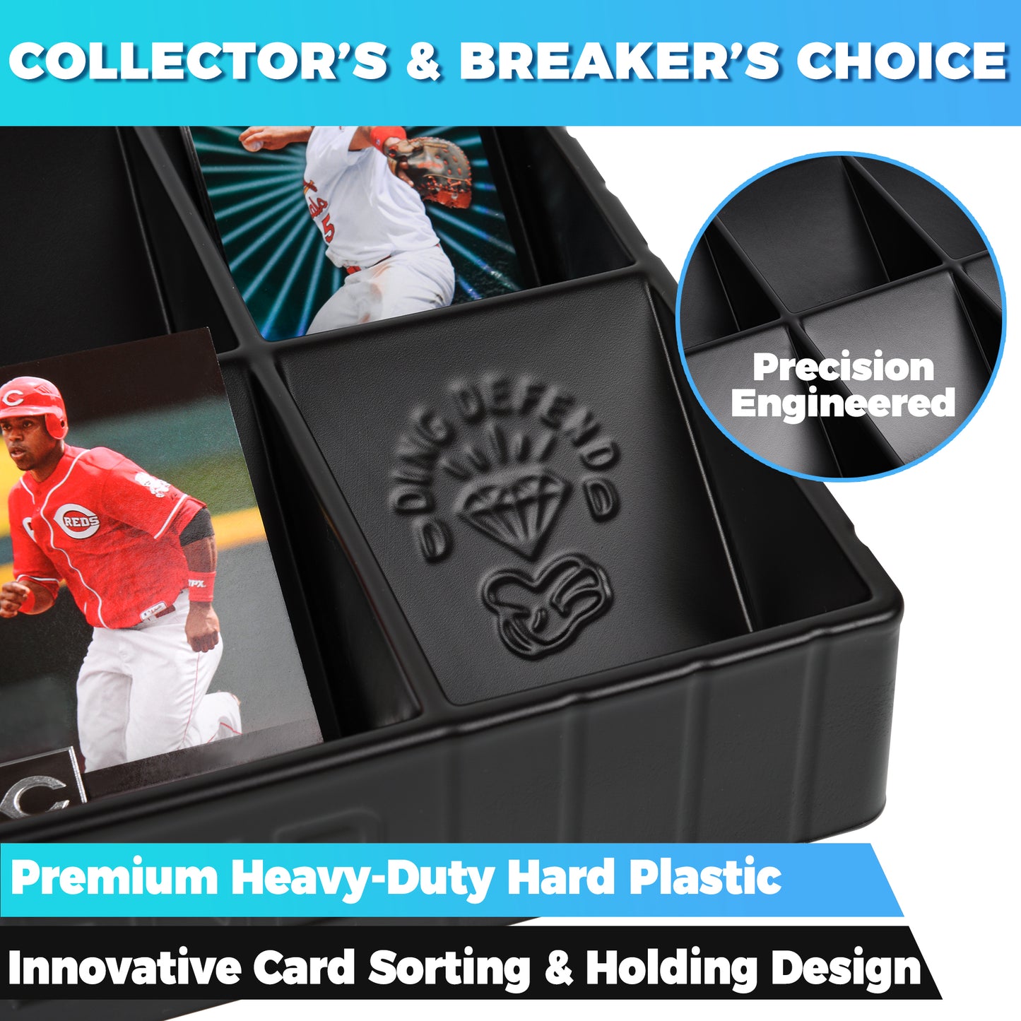 Trading Card Sorting Tray - Stackable Trading Card Organizer, 15-Compartment, Black, Includes Dividers