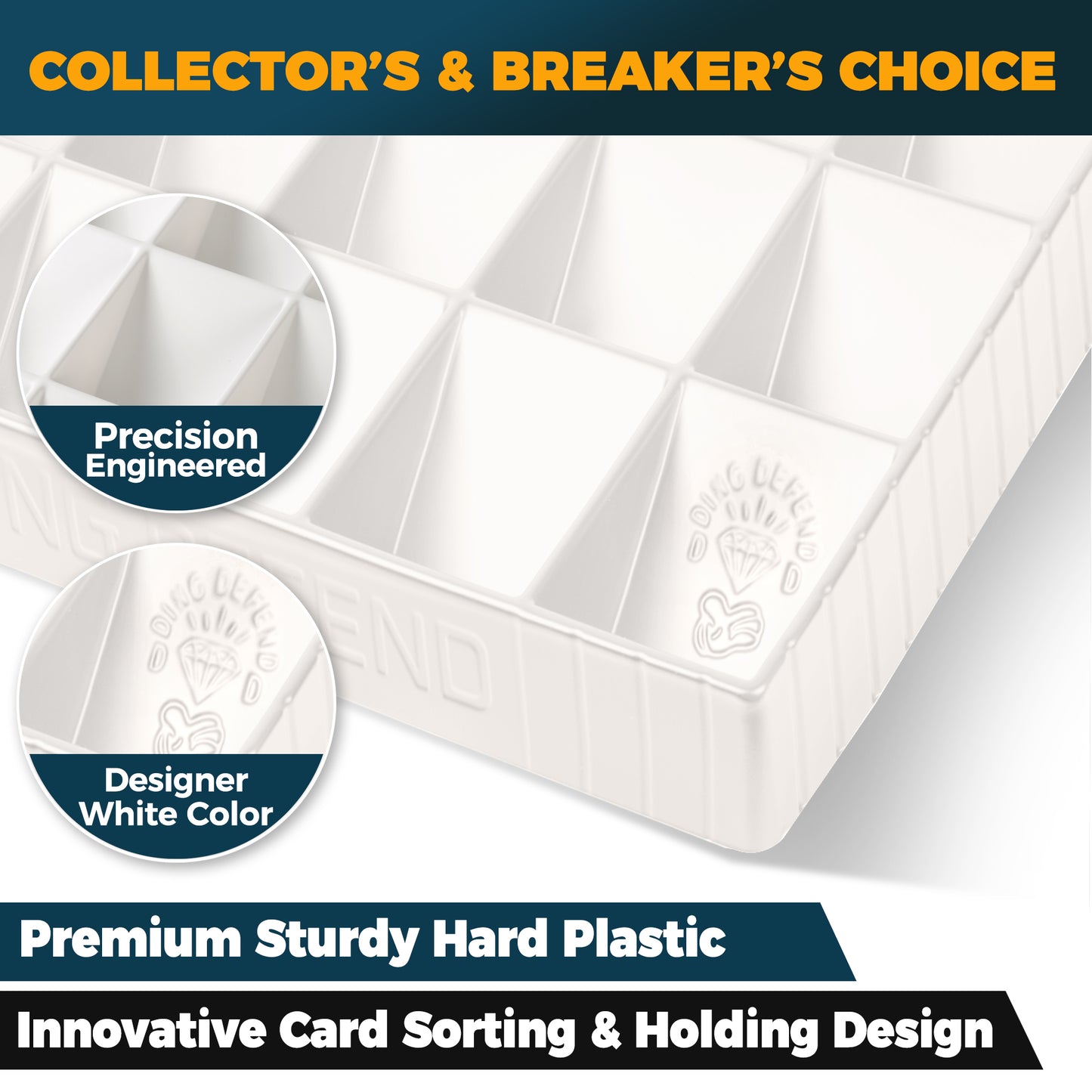 Trading Card Sorting Tray - Stackable Trading Card Organizer, 15-Compartment, White, Includes Dividers