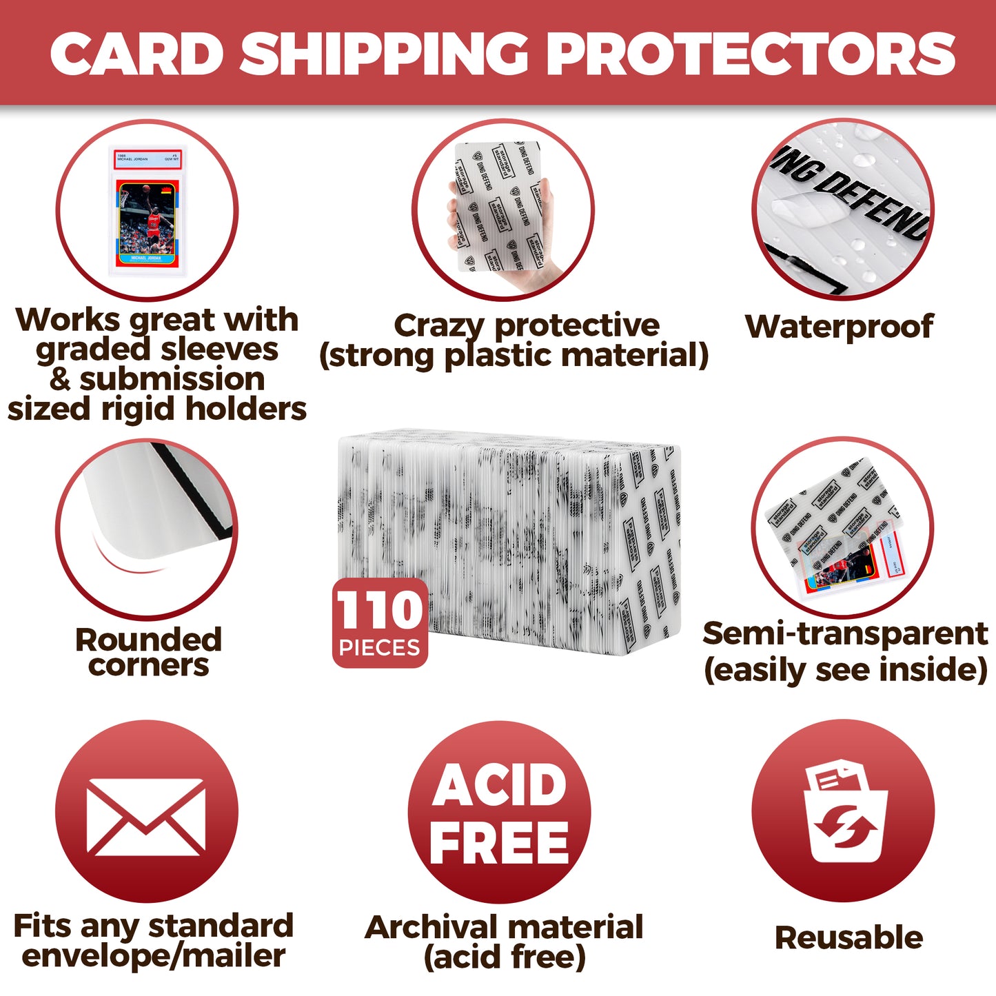 Trading Card Shipping Protectors, 4'' x 6''