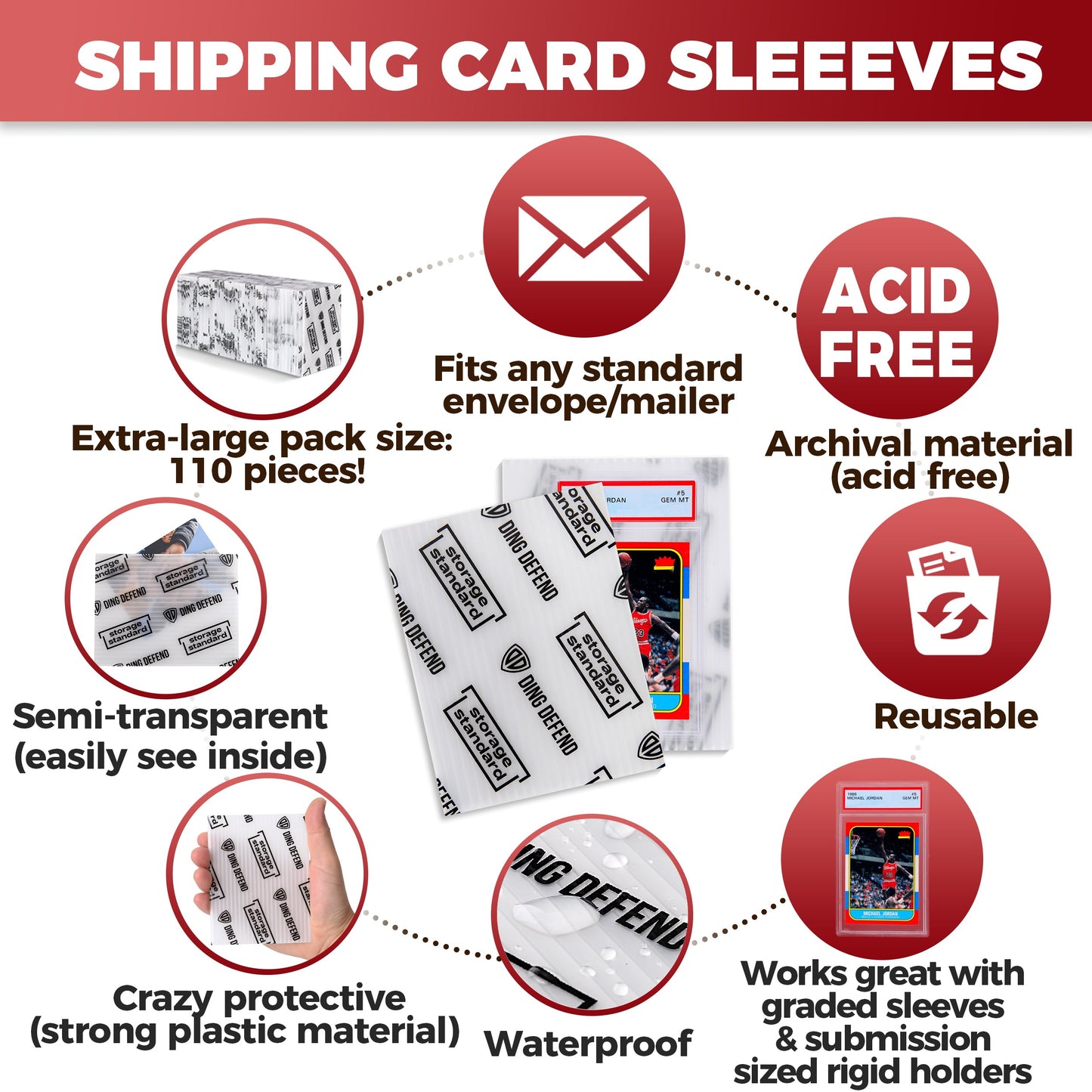 Trading Card Shipping Protectors, 4'' x 6''