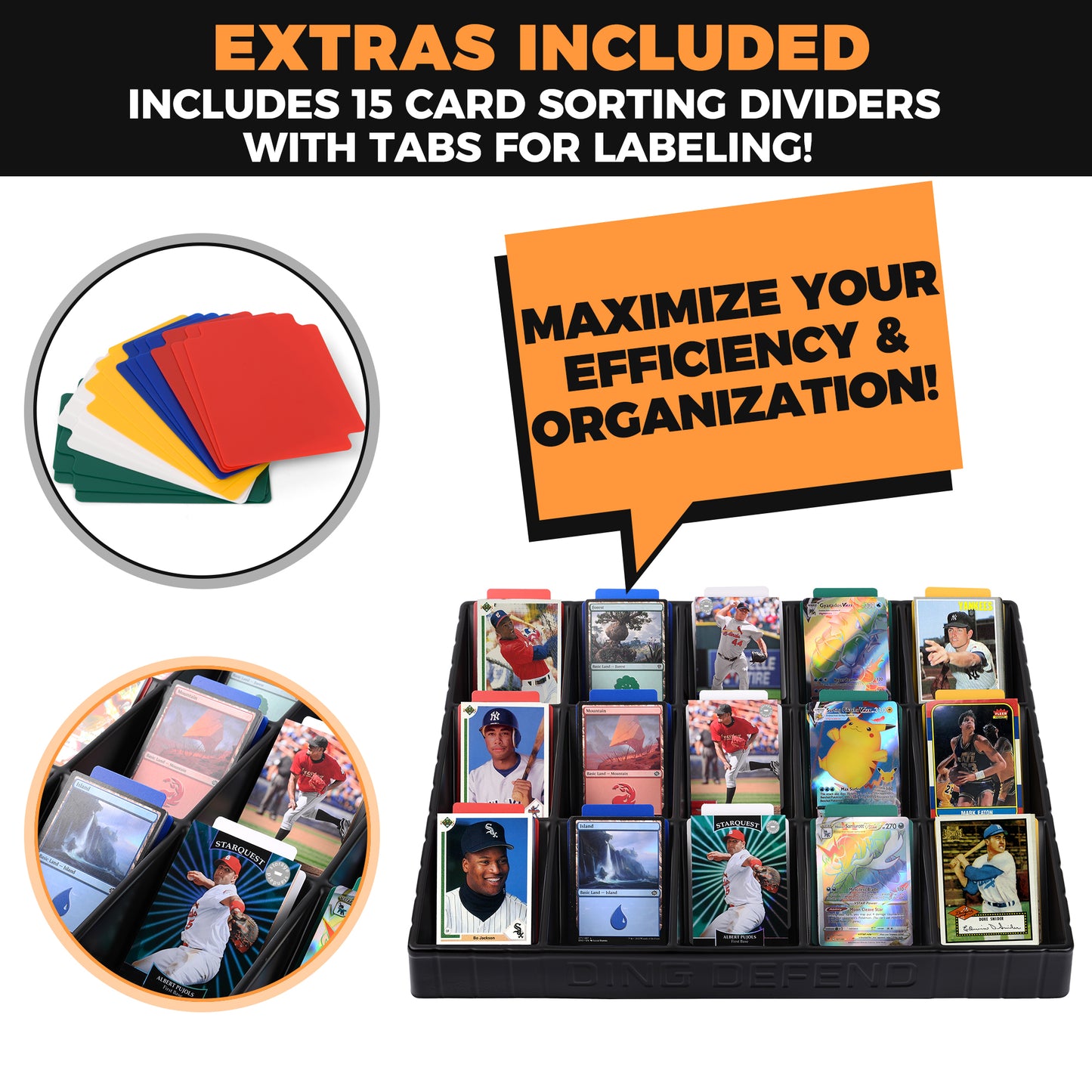 2 Pack Card Sorting Tray - Stackable Trading Card Organizer