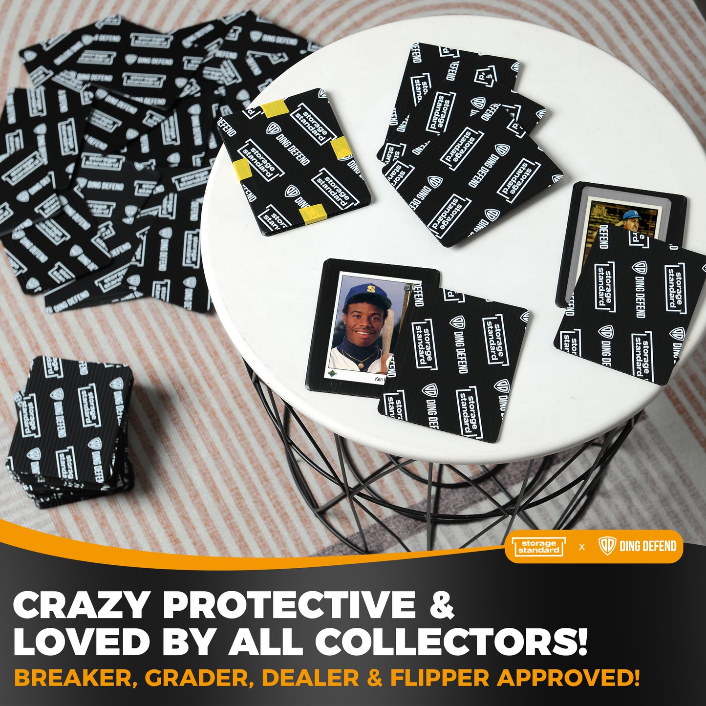 Ding Defend 110-Pack Trading Card Protector Shipping by Storage Standard - 3.5 x 4.5 Inch Black Hobby Card Shipping Supplies w/ Rounded Corners, Lightweight & Reusable for Raw Top Loaders, Semi-Rigids, Team Bags