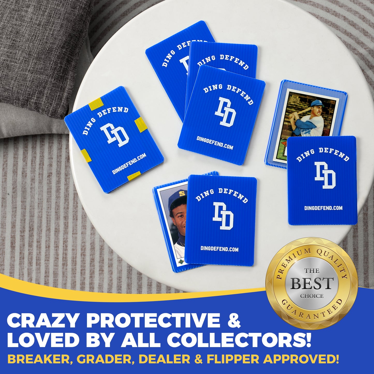 Trading Card Shipping Protectors, 3.5" x 4.5", Ding Defend Shipping Supplies, Blue Classic Baseball Design