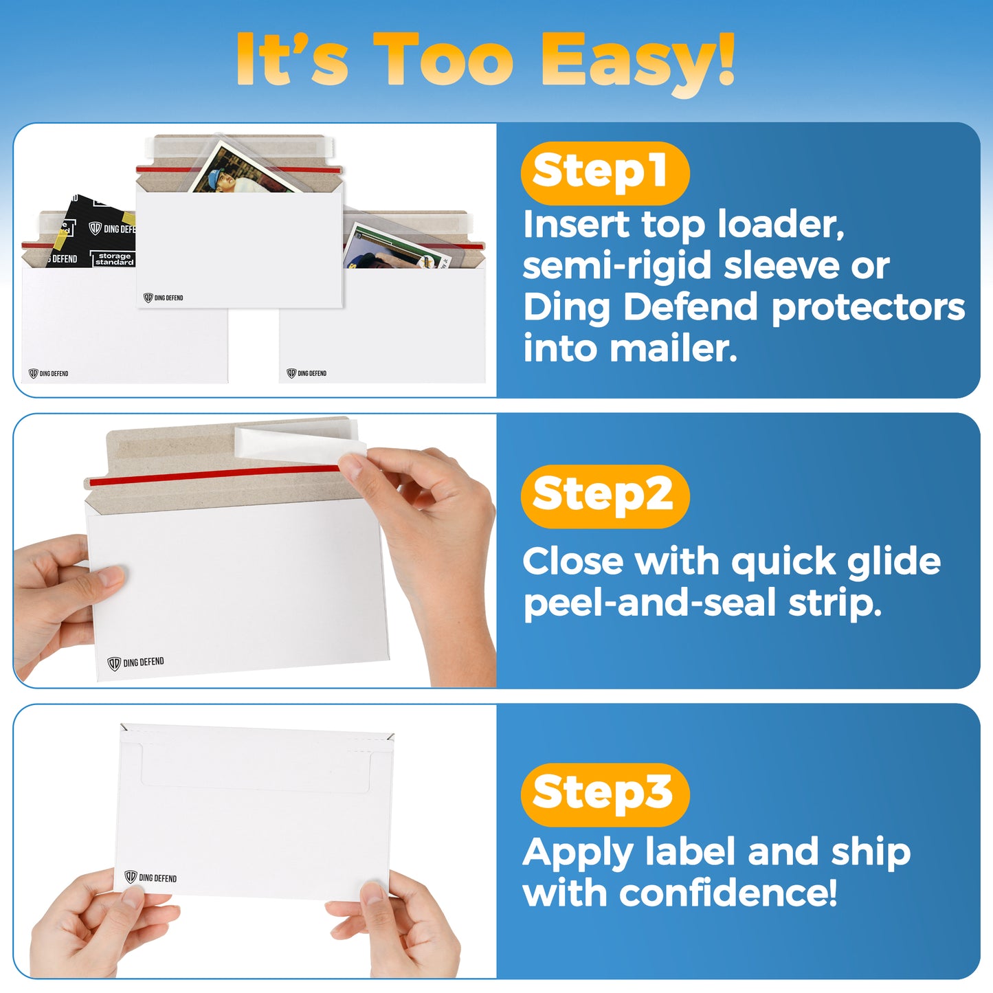 Card Shipping Envelopes - 7 x 4.35 Inches Trading Cards Self-Adhesive Mailers