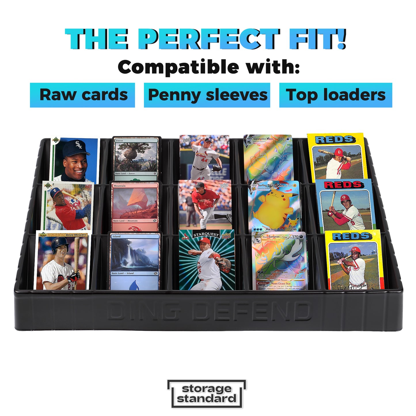 Trading Card Sorting Tray - Stackable Trading Card Organizer, 15-Compartment, Black, Includes Dividers