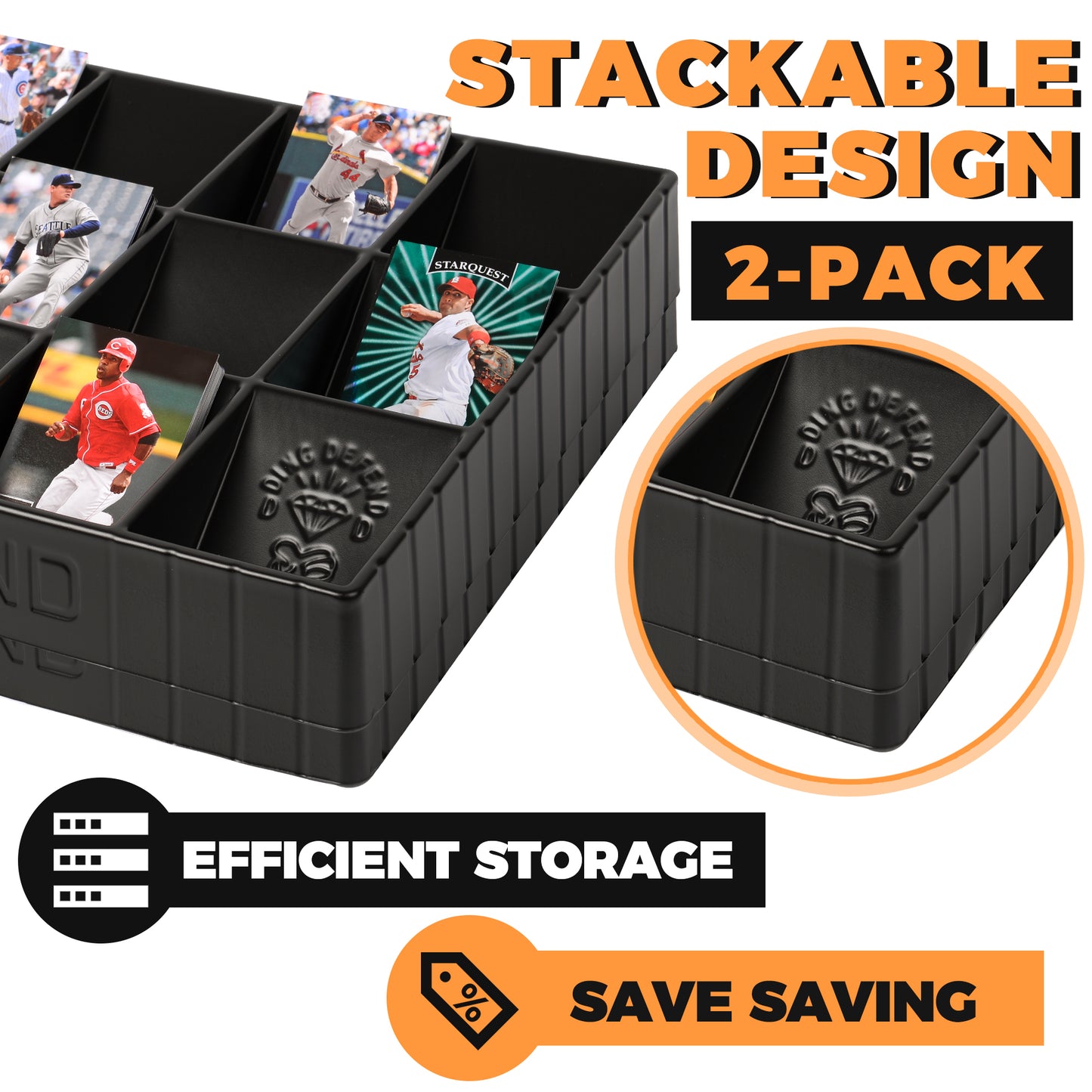 2 Pack Card Sorting Tray - Stackable Trading Card Organizer