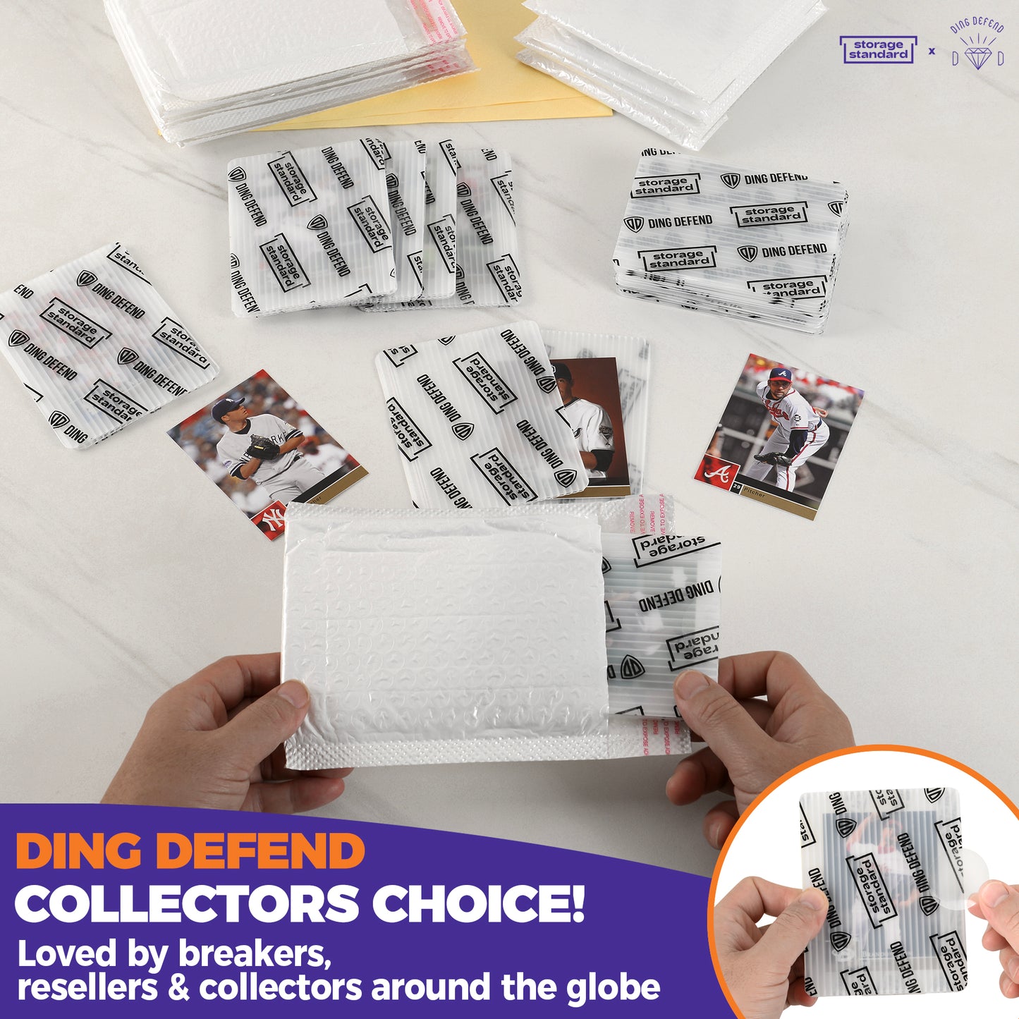 Ding Defend Card Shipping Kit: 110 x Card Protectors (3.5" x 4.5") - 55 x Bubble Mailers - 250 x Pro Tape Seals