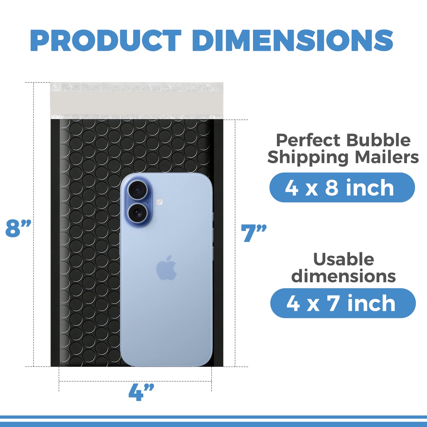 4" x 8" Bubble Mailers - Black