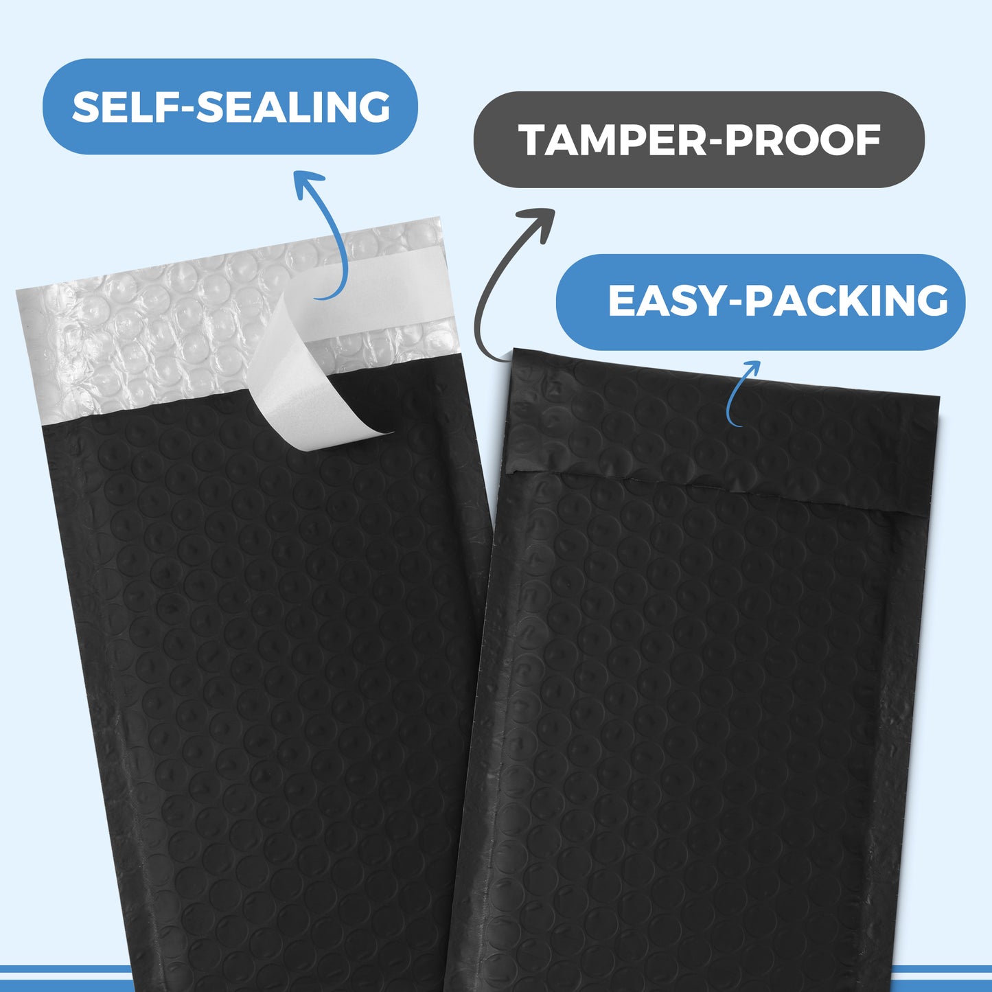 4" x 8" Bubble Mailers - Black