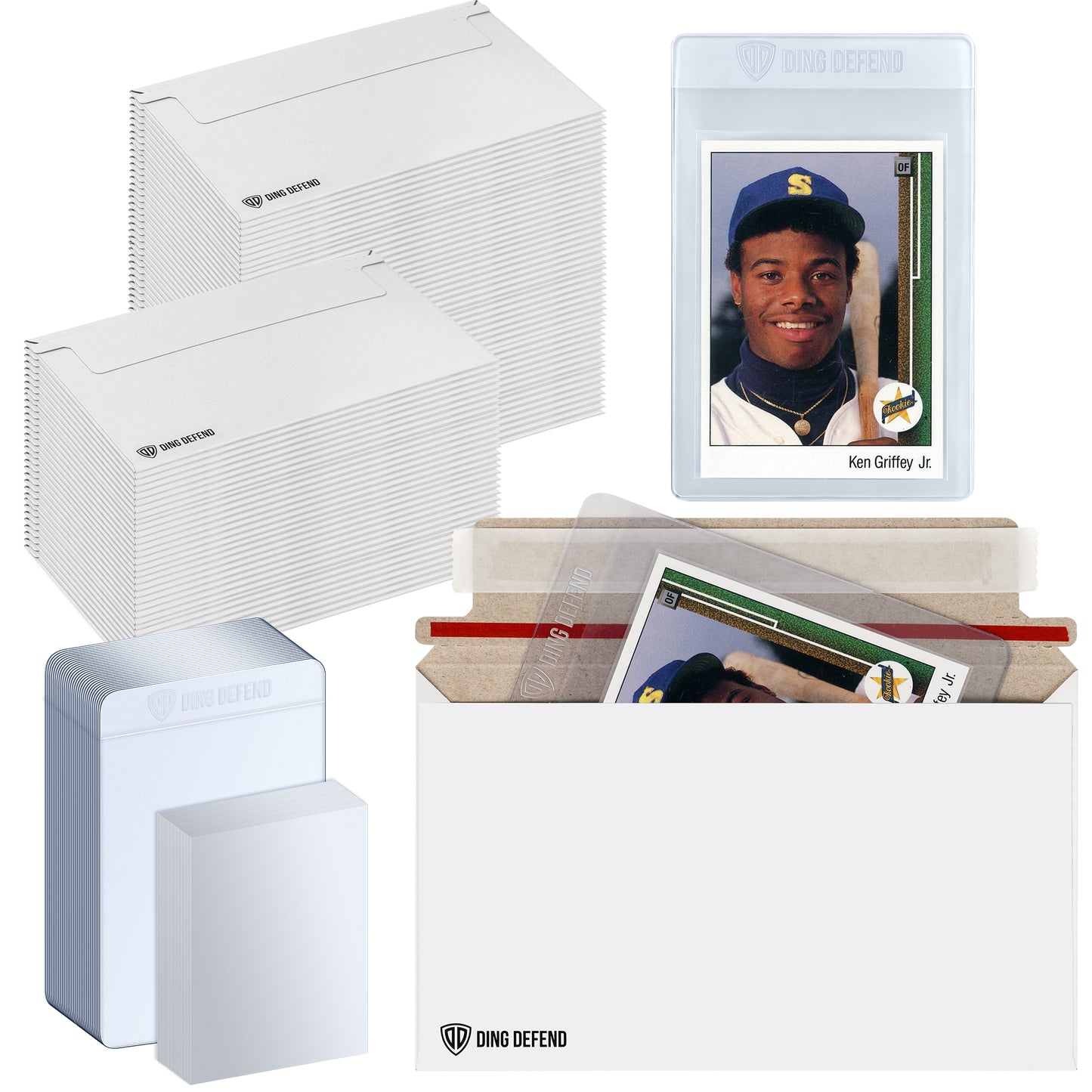 Trading Card Shipping Envelopes Kit 330 Count - 110 Pack Machinable Cards Mailers & 110 Pack Semi Rigid Holder & 110 Pack Penny Sleeves – Lightweight Shipping Solution With Easy Self Seal