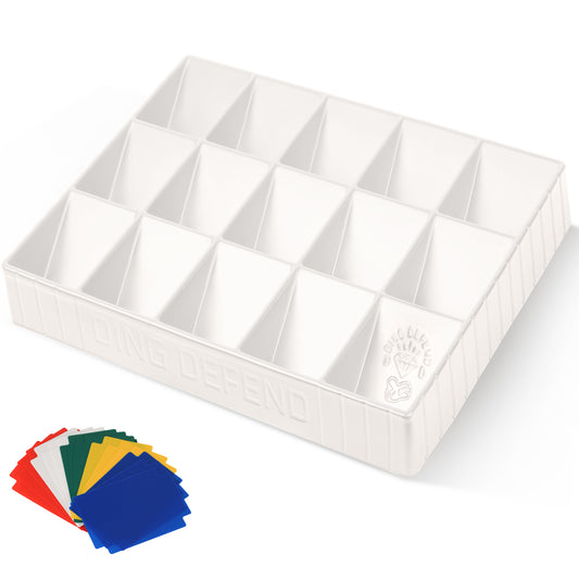 Trading Card Sorting Tray - Stackable Trading Card Organizer, 15-Compartment, White, Includes Dividers