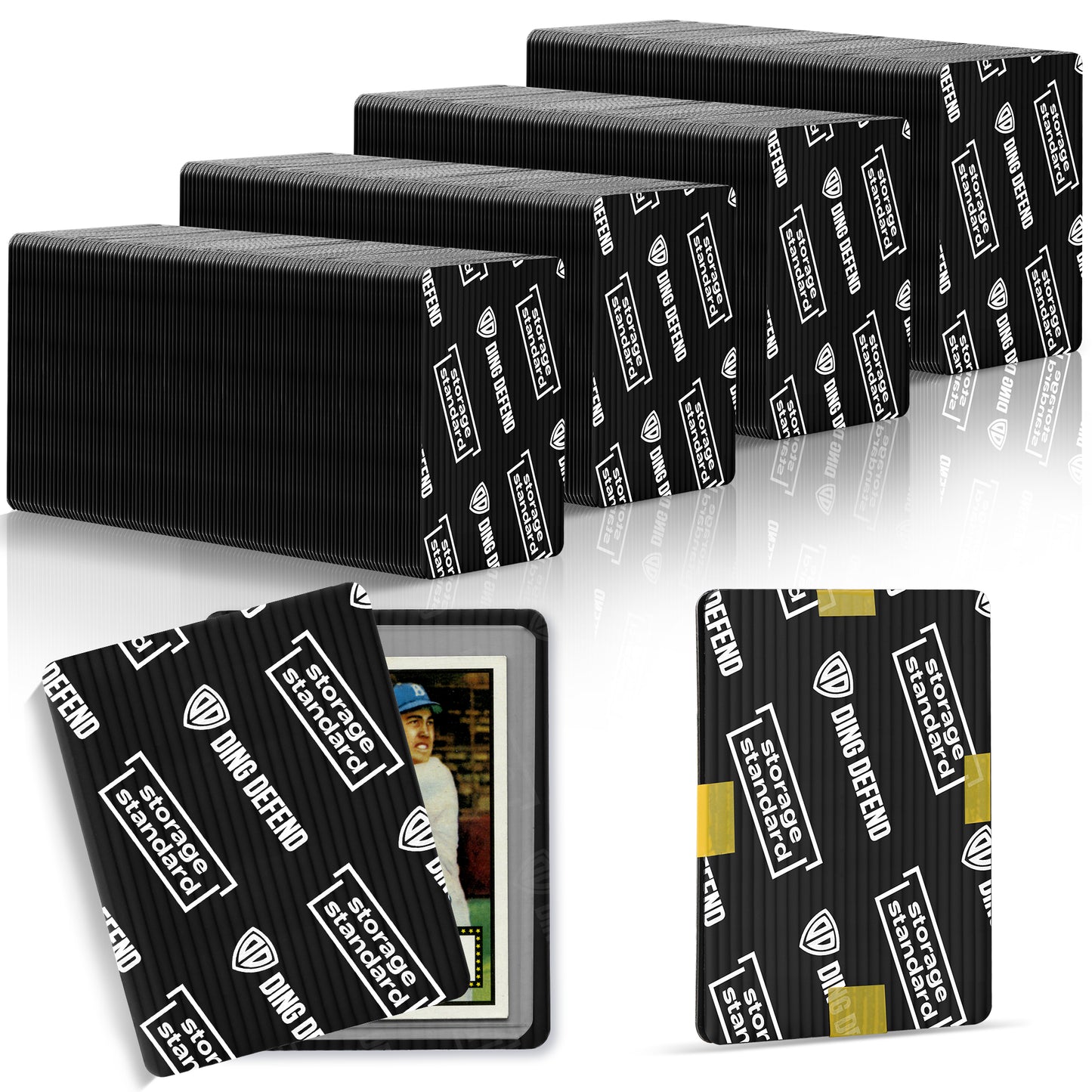 Ding Defend 110-Pack Trading Card Protector Shipping by Storage Standard - 3.5 x 4.5 Inch, Black