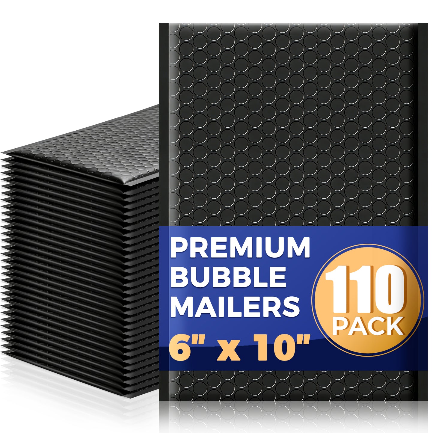 6" x 10" Bubble Mailers - Black