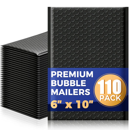 6" x 10" Bubble Mailers - Black