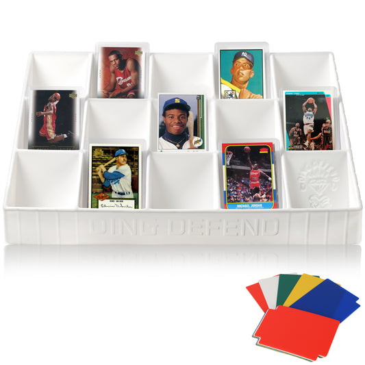 Trading Card Sorting Tray - Stackable Trading Card Organizer, 15-Compartment, White, Includes Dividers