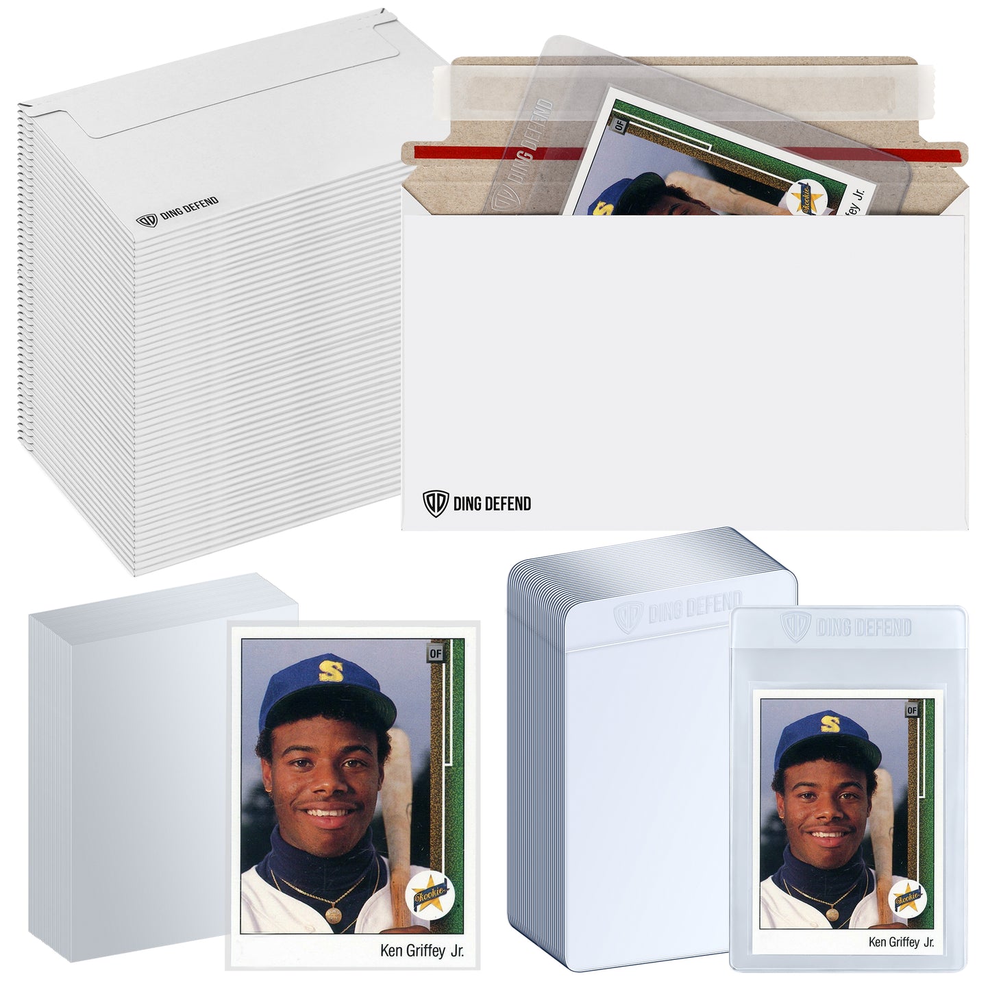Trading Card Shipping Envelopes Kit 330 Count - 110 Pack Machinable Cards Mailers & 110 Pack Semi Rigid Holder & 110 Pack Penny Sleeves – Lightweight Shipping Solution With Easy Self Seal