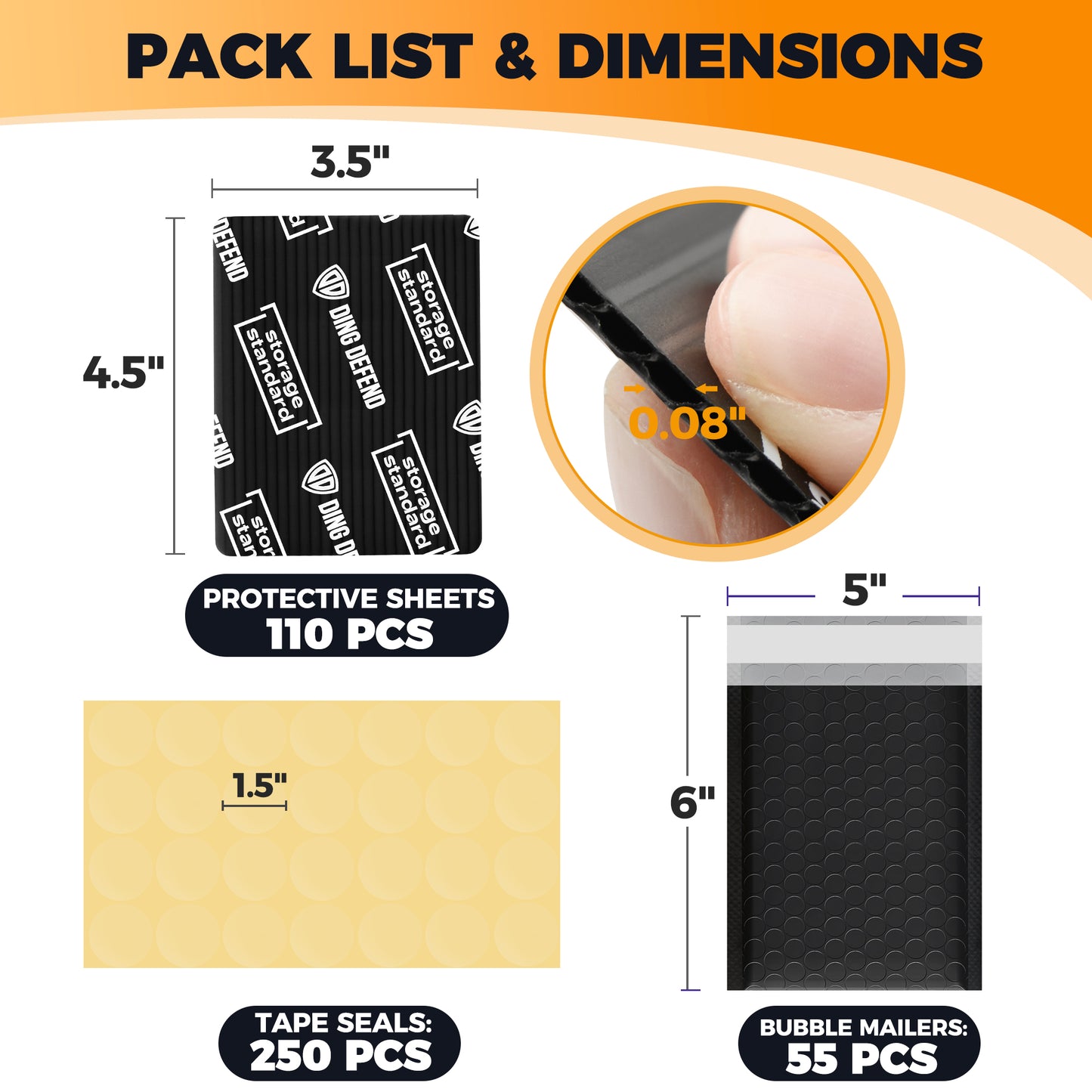 3.5’’ x 4.5" Card Shipping Complete Kits - Black