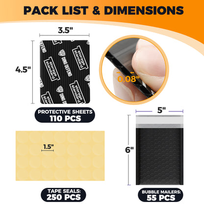 3.5’’ x 4.5" Card Shipping Complete Kits - Black