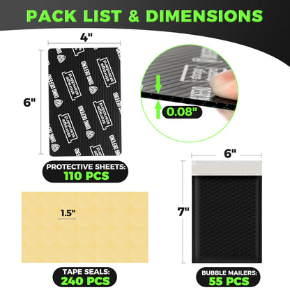 4" x 6" Card Shipping Complete Kits - Black