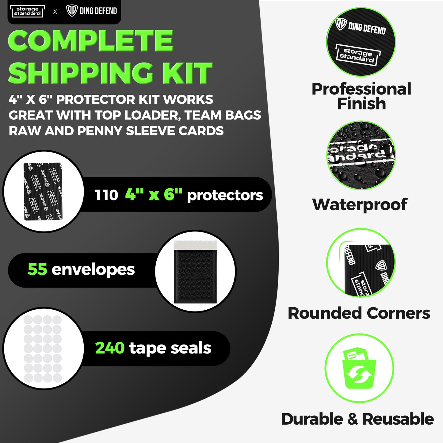 4" x 6" Card Shipping Complete Kits - Black