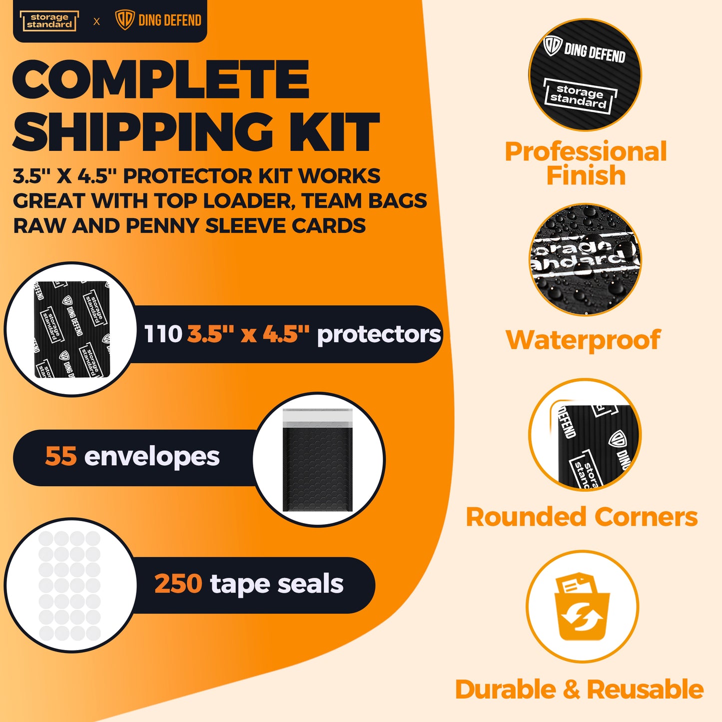 3.5’’ x 4.5" Card Shipping Complete Kits - Black