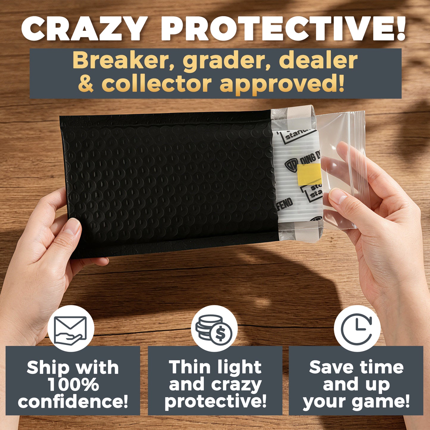 3" x 4" Team Bag Shipping Protectors - Classic White