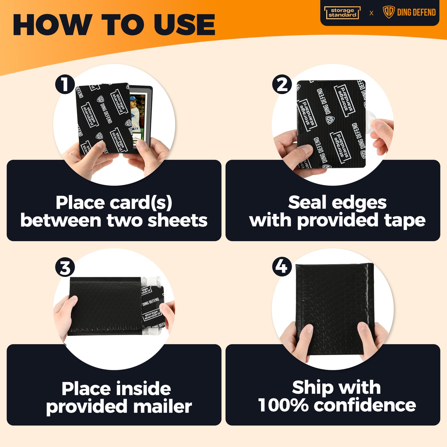 3.5’’ x 4.5" Card Shipping Complete Kits - Black