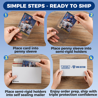 Trading Card Shipping Envelopes Kit 330 Count - 110 Pack Machinable Cards Mailers & 110 Pack Semi Rigid Holder & 110 Pack Penny Sleeves – Lightweight Shipping Solution With Easy Self Seal