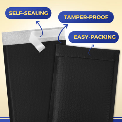 6" x 10" Bubble Mailers - Black