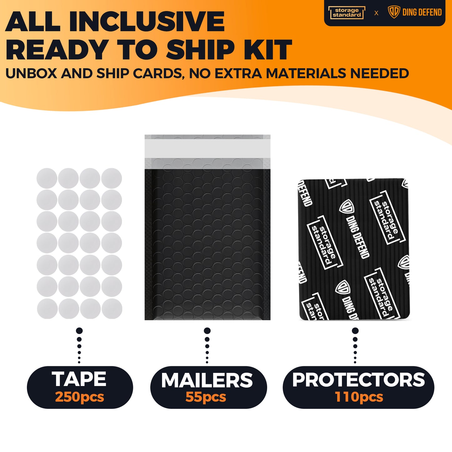 3.5’’ x 4.5" Card Shipping Complete Kits - Black