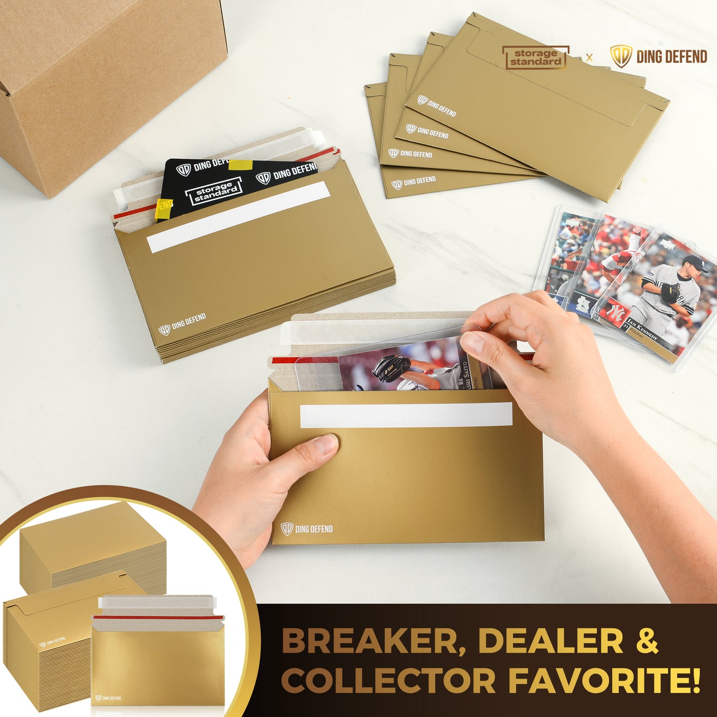 7’’ x 4.35’’  Machinable Card Shipping Envelopes - Gold