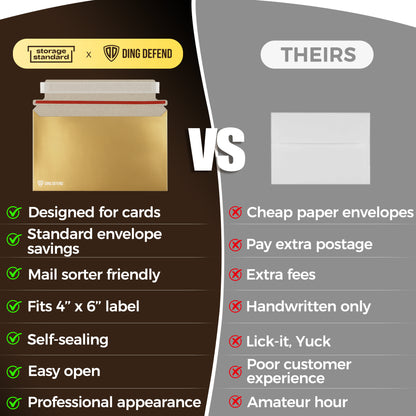 7’’ x 4.35’’  Machinable Card Shipping Envelopes - Gold