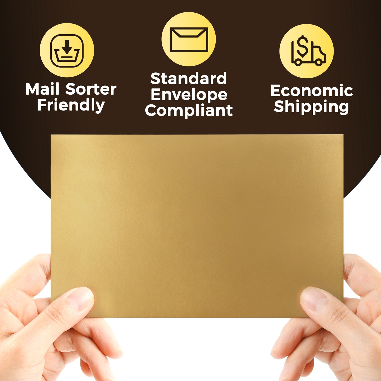 7’’ x 4.35’’  Machinable Card Shipping Envelopes - Gold