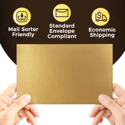 7’’ x 4.35’’  Machinable Card Shipping Envelopes - Gold