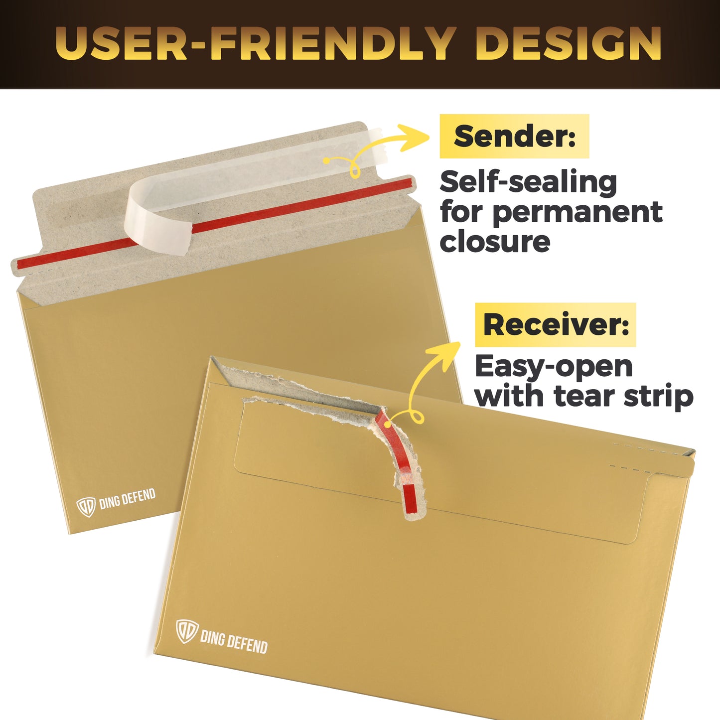 7’’ x 4.35’’  Machinable Card Shipping Envelopes - Gold